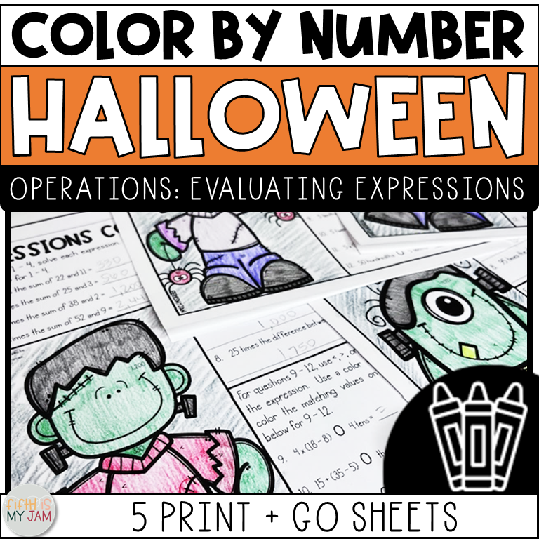 Halloween Coloring By Number Evaluating Expressions Order of Operations ...