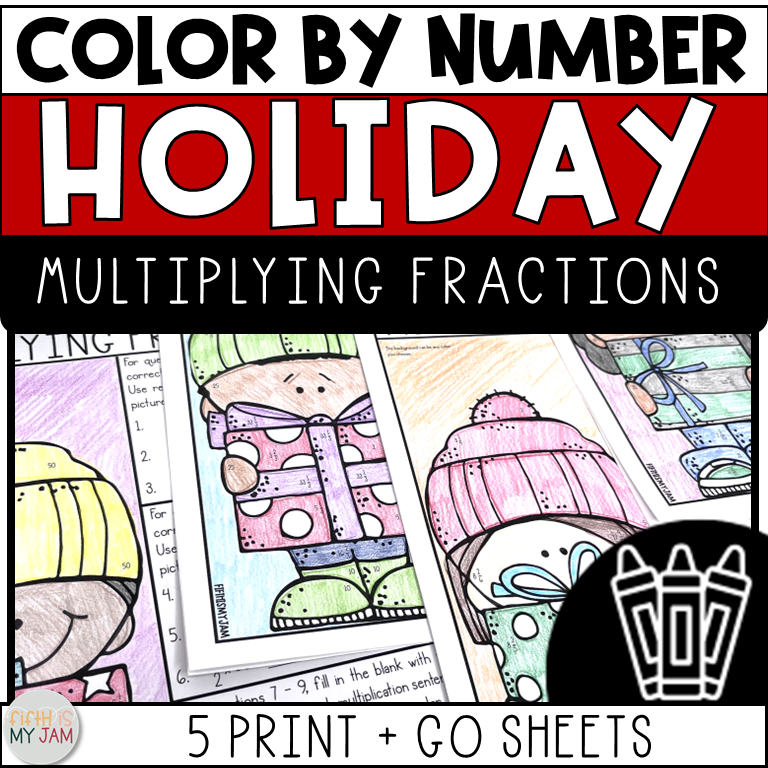Multiplying Fractions 5th Grade Color By Number Winter Math Holiday ...