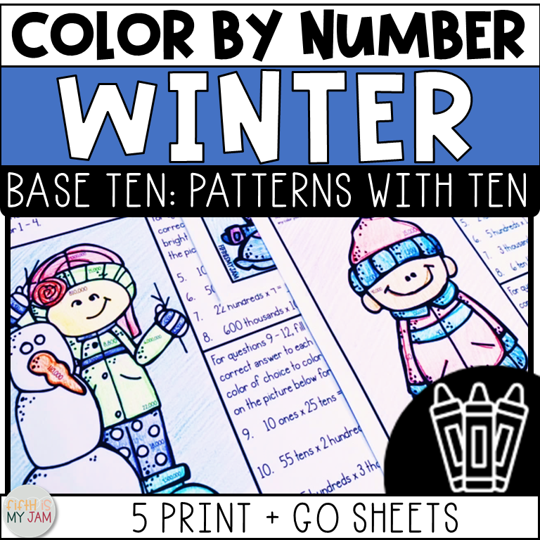 5th Grade Math Winter Color By Number Evaluating Expressions Place ...